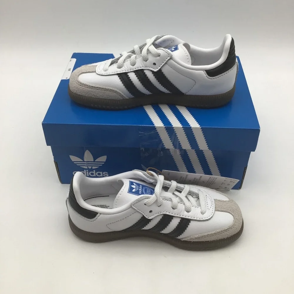 Adidas Samba OG EL I Kids White Black Gum Sneakers IE3679 Size 9K NEW